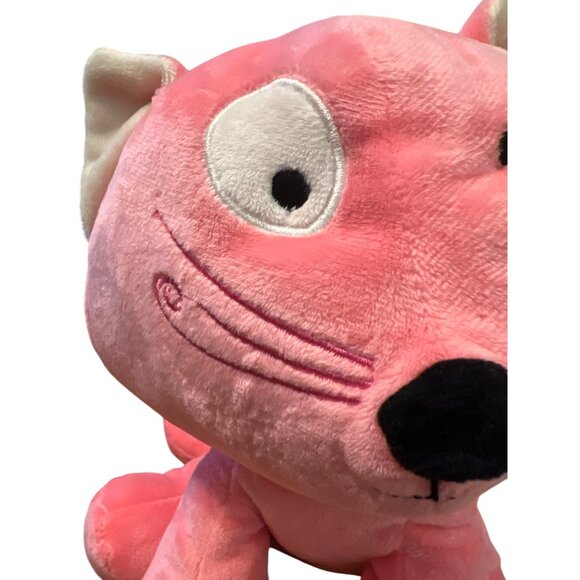 Dan Dee Pink Cat Kitten Plush Toy Embroidered Heart Paw Sewn Eyes Sitting 11" - Picture 2 of 5